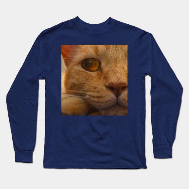 Orange Tabby Cat Eye Long Sleeve T-Shirt by RawSunArt